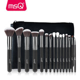 MSQ Pro 15pcs Makeup Brushes Set Powder Foundation Eyeshadow Make Up Brushes Cosmetics Soft Synthetic Hair With PU Leather Case