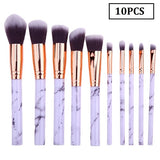 10PCS Makeup Brushes Face Powder Foundation Eyelash Eyeshadow Make up Brushes Set Marbling Synthetic Hair Brush Pincel Maquiagem