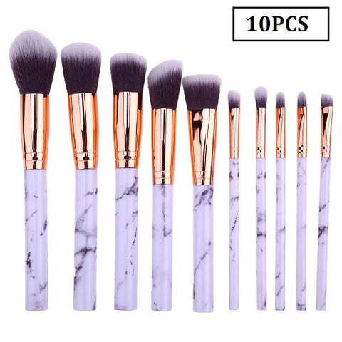 10PCS Makeup Brushes Face Powder Foundation Eyelash Eyeshadow Make up Brushes Set Marbling Synthetic Hair Brush Pincel Maquiagem