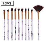 10PCS Makeup Brushes Face Powder Foundation Eyelash Eyeshadow Make up Brushes Set Marbling Synthetic Hair Brush Pincel Maquiagem