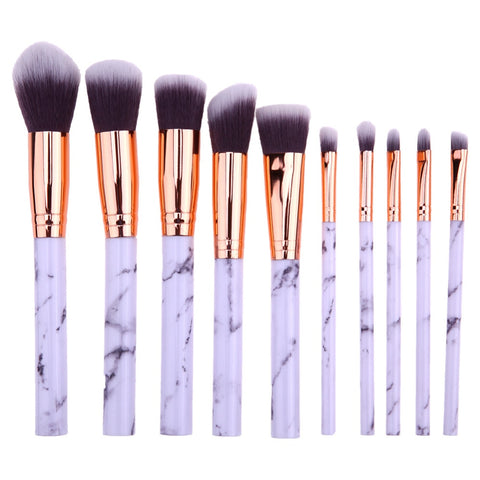 10PCS Makeup Brushes Face Powder Foundation Eyelash Eyeshadow Make up Brushes Set Marbling Synthetic Hair Brush Pincel Maquiagem