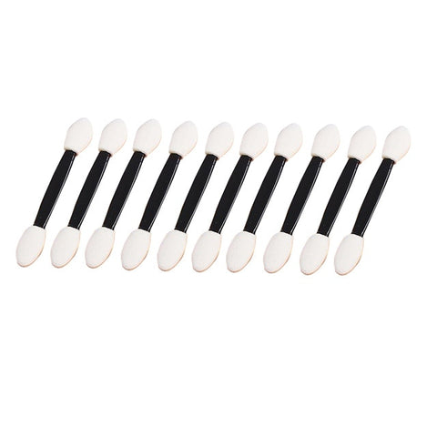 10pcs/set Disposable Dual Eyeshadow Eyebrow Eyeliner Brush Sponge Tipped Oval Makeup Brush Applicator Tool BeautyRandom Color